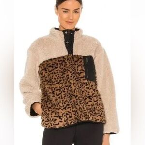 Rails Saga Cream Leopard Print Jacket XS Cozy warm faux fur